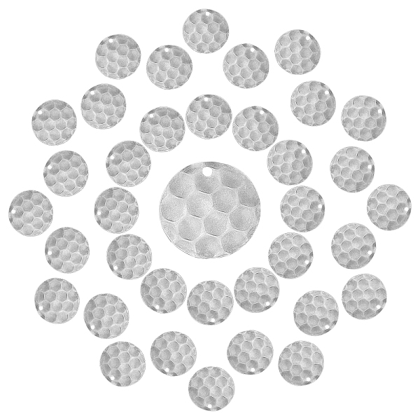 PandaHall SUNNYCLUE 1 Box 40Pcs Stamping Blanks Round Stainless Steel Silver Plated Textured Honeycomb Blank Charms Flat Coin Tag Disc...