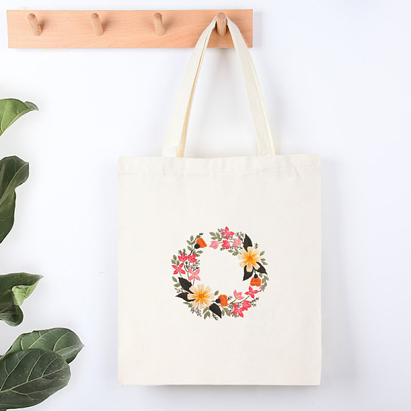 

PandaHall DIY Bohemian Style Canvas Tote Bag Embroidery Starter Kits, including White Cotton Fabric Bag, Embroidery Hoop, Needle, Threads...