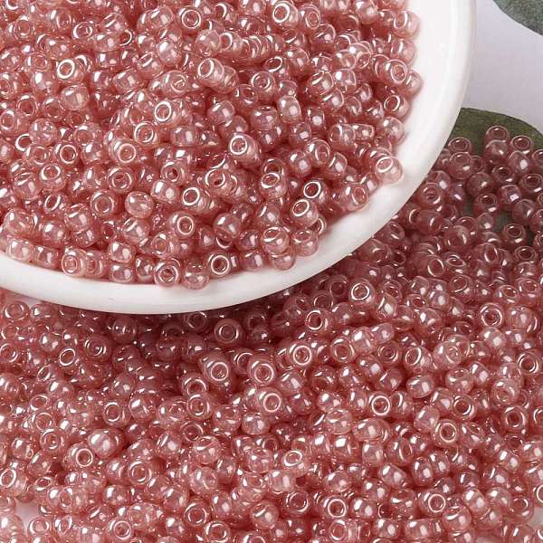 

PandaHall MIYUKI Round Rocailles Beads, Japanese Seed Beads, (RR3507) Transparent Peach Luster, 8/0, 3mm, Hole: 1mm, about 422~455pcs/bottle..., Orange