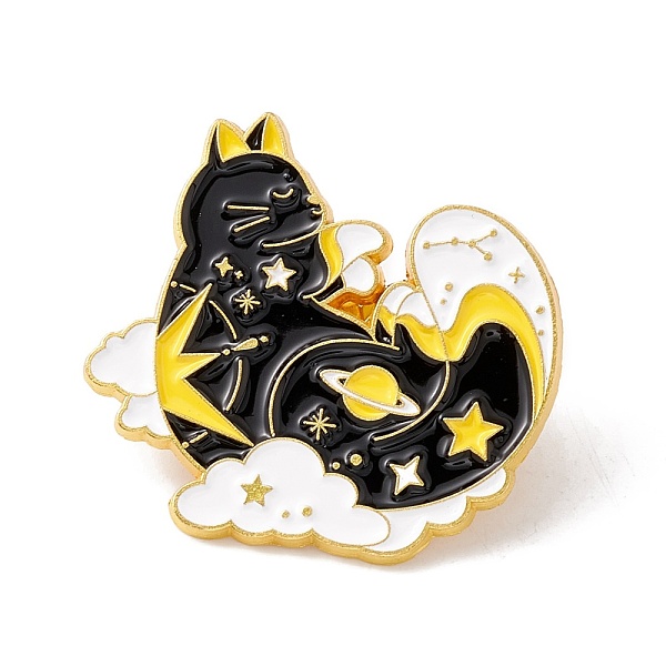 

PandaHall Cat Enamel Pin, Animal Alloy Badge for Backpack Clothes, Golden, Black, 31x29.5x1.5mm, Pin: 1mm Alloy+Enamel Black