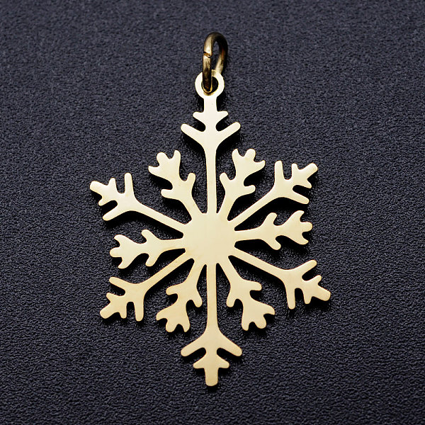 

PandaHall 201 Stainless Steel Pendants, with Unsoldered Jump Rings, Christmas Snowflake, Golden, 26.5x19x1mm, Hole: 3mm, Jump Ring: 5x0.8mm...