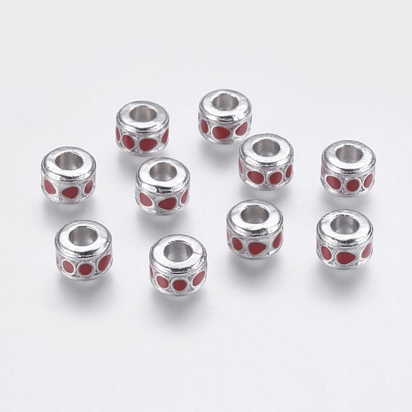 

PandaHall Alloy European Beads, with Enamel, Large Hole Beads, Lead Free & Cadmium Free & Nickel Free, Column, Platinum Color, Size: about...