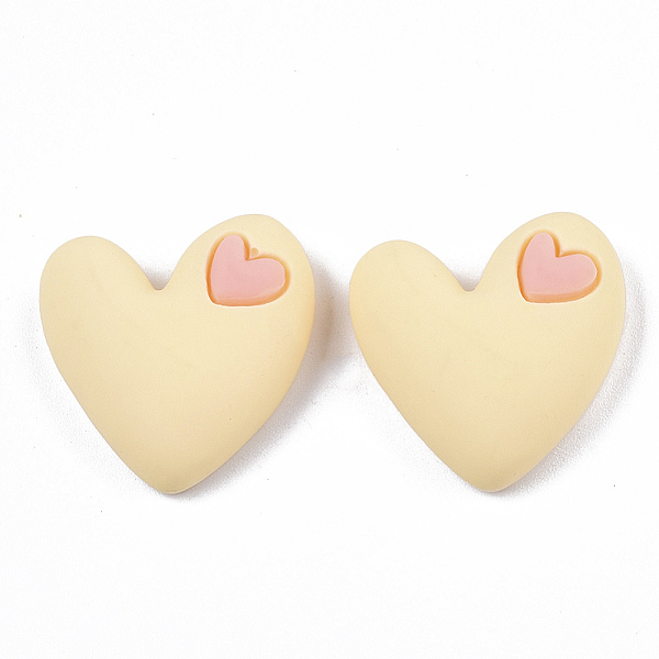 

PandaHall Opaque Resin Cabochons, Heart, Champagne Yellow, 19x20x8mm Resin Heart