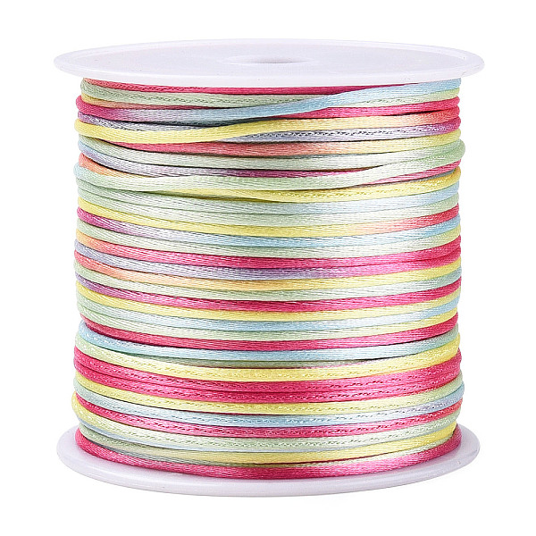 

PandaHall Segment Dyed Nylon Thread Cord, Rattail Satin Cord, for DIY Jewelry Making, Chinese Knot, Colorful, 1mm Nylon