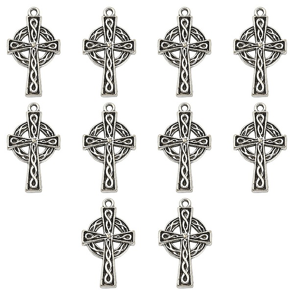 

PandaHall 10Pcs Irish Tibetan Style Alloy Pendants, Cross, Antique Silver, 29.5x17x2.5mm, Hole: 1.6mm Alloy Cross