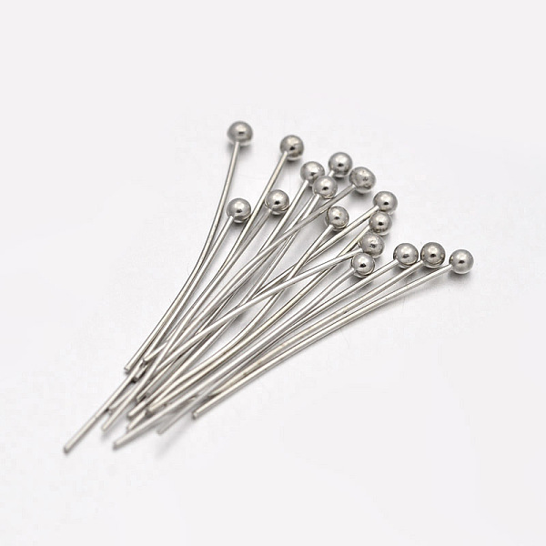 

PandaHall Brass Ball Pins, Platinum, 25x0.4mm, 26 Gauge, Head: 2mm, about 8700pcs/500g Brass