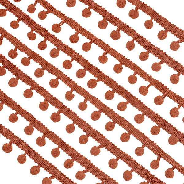 

PandaHall Polyester Tassel Lace Trim, Pom Poms Fringe Ball Trim, Garment Accessories, Saddle Brown, 1 inch(24mm), Tassel: 17x8mm, Ball: 8mm...