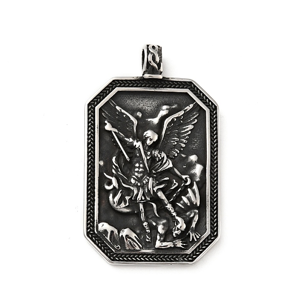 

PandaHall 304 Stainless Steel Big Pendants, Archangel Michael Medallion, Antique Silver, 51x31x6.5mm, Hole: 4mm 304 Stainless Steel Octagon