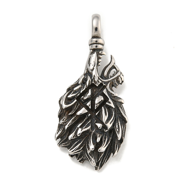 

PandaHall 316 Surgical Stainless Steel Pendants, Wolf Charm, Antique Silver, 42x18x7mm, Hole: 5.4x4.8mm 316 Surgical Stainless Steel Wolf