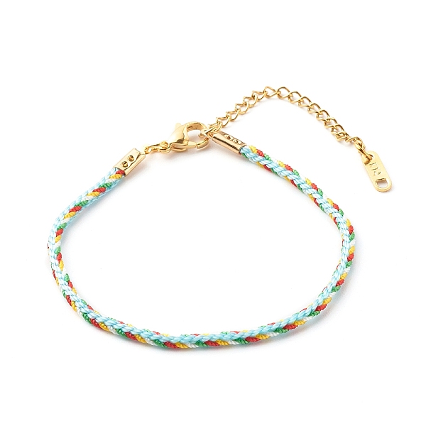 

PandaHall Nylon Twist Cord Bracelets, with 304 Stainless Steel Findings, Cyan, 7.48 inch(19cm) Nylon Cyan