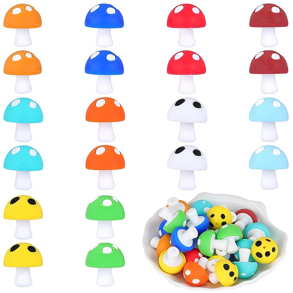 

PandaHall 20Pcs 10 Colors Mushroom Silicone Focal Beads, Chewing Toy Accessoies for Teethers, DIY Nursing Necklaces Making, Mixed Color..., Multicolor