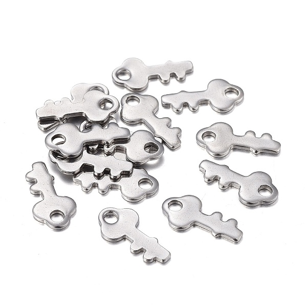 

PandaHall 201 Stainless Steel Charms, Laser Cut, Key, Stainless Steel Color, 12.8x6.5x0.8mm, Hole: 1.8mm 201 Stainless Steel Key
