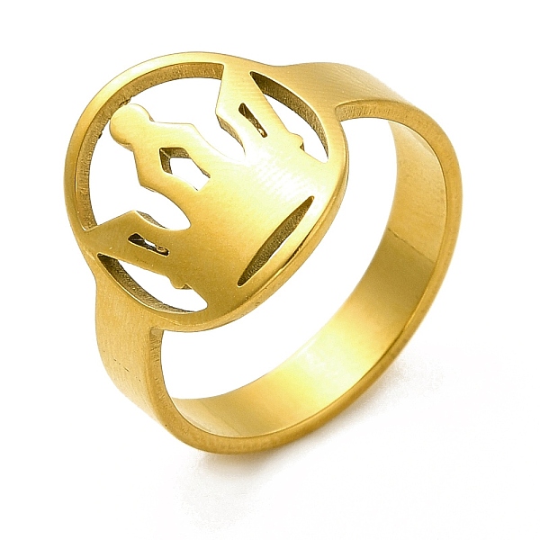

PandaHall Ion Plating(IP) 201 Stainless Steel Finger Rings, Hollow Out Crown Wide Band Rings for Women, Golden, US Size 6(16.5mm), Flat...