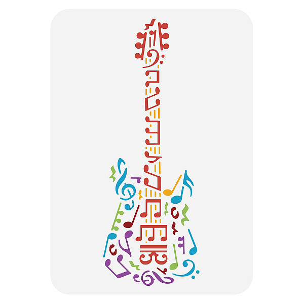 PandaHall BENECREAT Guitar Stencil, Music Notes Drawing Painting Stencils Reusable Plastic Stencil Drawing Templates for Painting on Wood...