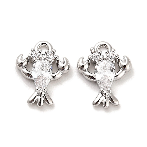 

PandaHall Brass Micro Pave Clear Cubic Zirconia Charms, with Glass, Cray, Real Platinum Plated, 10.5x8x2.5mm, Hole: 1.2mm Brass+Cubic...