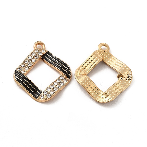 

PandaHall Alloy Enamel Pendants, with Crystal Rhinestone, Wavy Rhombus Charm, Light Gold, 24x21x3mm, Hole: 1.8mm Alloy Rhinestone+Enamel..., Black