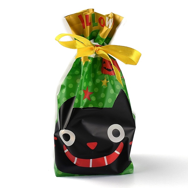 

PandaHall Halloween Creative Drawstring Pockets, for Halloween Party Favor Supplies Halloween Party Bags, Rectangle with Cat Pattern, Green...