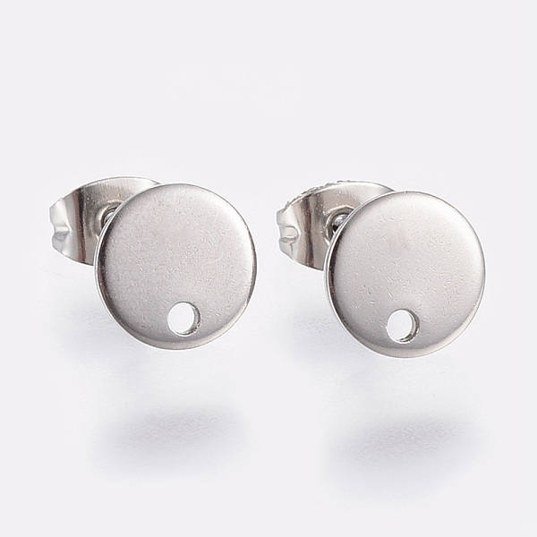 

PandaHall 304 Stainless Steel Stud Earring Findings, with Loop and Flat Plate, Ear Nuts/Earring Backs, Flat Round, Stainless Steel Color...