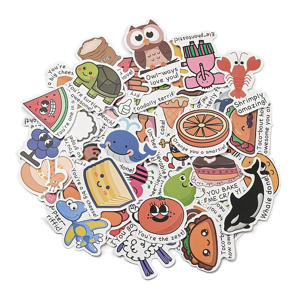 

PandaHall 50Pcs/set Paper Stickers, for DIY Photo Album Diary Scrapbook Decoration, Mixed Color, 40~75x37~75x0.2mm Paper Multicolor