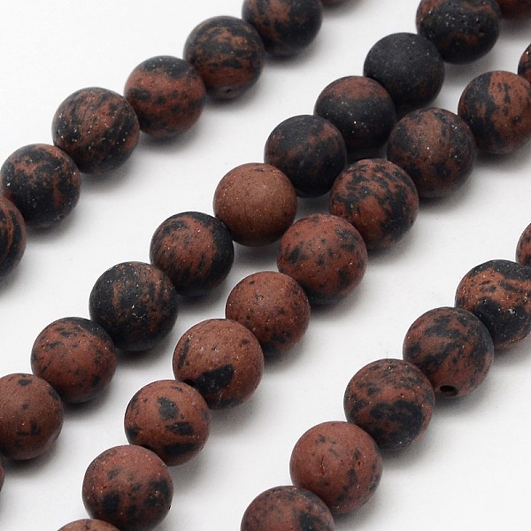 

PandaHall Natural Mahogany Obsidian Beads Strands, Frosted, Round, 8mm, Hole: 1mm, about 48pcs/strand, 15.1 inch Mahogany Obsidian Round..., Brown