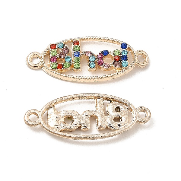 

PandaHall Alloy Connector Charms with Colorful Rhinestone, Oval Links with Word Bha, Nickell, Light Gold, 10.5x27x2mm, Hole: 1.6mm..., Multicolor