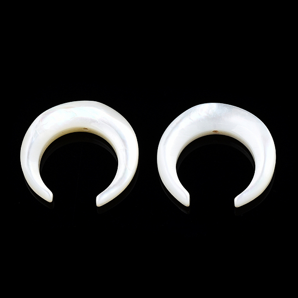 

PandaHall Natural White Shell Beads, Crescent Moon, 19x20x4~4.5mm, Hole: 0.8mm, about 6pcs/bag White Shell Moon
