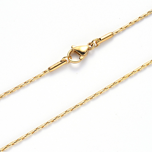 PandaHall Vacuum Plating 304 Stainless Steel Coreana Chain Necklace, with Lobster Claw Clasp, Golden, 19.68 inch(50cm)x0.9mm Stainless Steel
