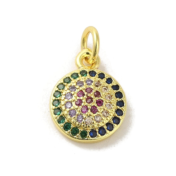 

PandaHall Brass Micro Pave Cubic Zirconia Charms, Real 18K Gold Plated, Flat Round Charms, Colorful, 13x9.5x3mm, Hole: 3mm Brass+Cubic...