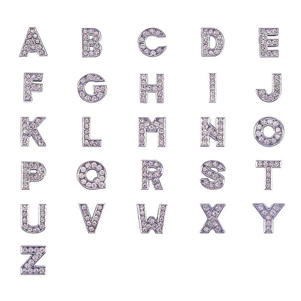 

PandaHall 156 Pcs Alphabet A-Z Letter Slide Charm Rhinestone Beads for Glass Living Memory Locket Jewelry Making Findings Alloy+Rhinestone..., Clear