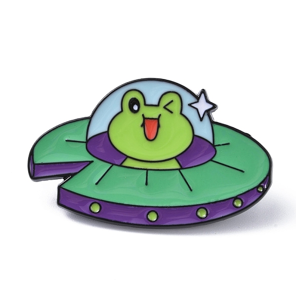 

PandaHall Black Alloy Brooches, Frog Enamel Pins, for Backpack Clothes, Spaceship, 19.5x32x1.5mm Alloy+Enamel Spaceship