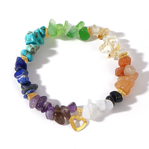 Bohemian Style Natural Mixed Gemstone Chips Stretch Bracelets For Women