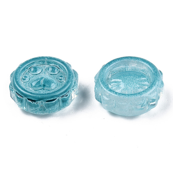 

PandaHall Transparent Spray Painted Glass Beads, Flower with Pawprint, Teal, 15x15x5.5mm, Hole: 1.2mm Glass Flower Cyan