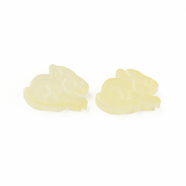 

PandaHall Two Tone Transparent Spray Painted Glass Beads, Rabbit, Light Yellow, 14.5x19x3.5mm, Hole: 1mm Glass Rabbit