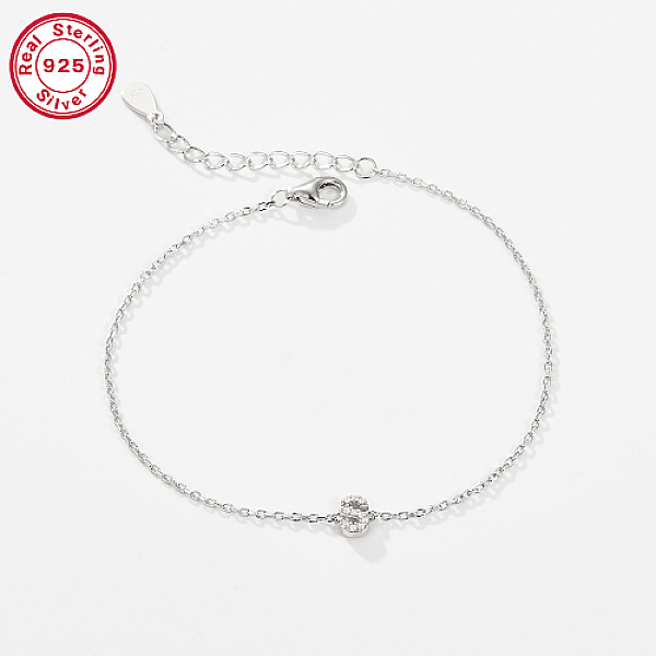 

PandaHall Rhodium Plated 925 Sterling Silver Letter Cubic Zirconia Link Bracelets, Cable Chains Bracelets for Women, Letter S, 6-1/4 inch..., Clear