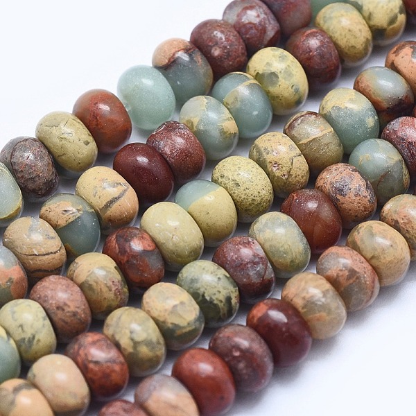 

PandaHall Natural Aqua Terra Jasper Beads Strands, Rondelle, 6x4mm, Hole: 0.6mm, about 101pcs/strand, 15.7 inch(40cm) Aqua Terra Jasper...
