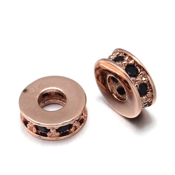 

PandaHall Flat Round Brass Micro Pave Cubic Zirconia Spacer Beads, Lead Free & Nickel Free & Cadmium Free, Real Rose Gold Plated, 7x3mm...