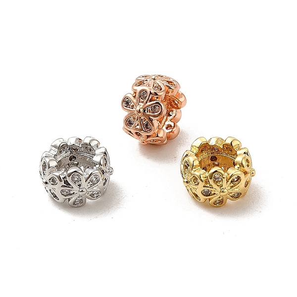 

PandaHall Rack Plating Brass Micro Pave Cubic Zirconia Beads, Long-Lasting Plated, Cadmium Free & Lead Free, Flower, Mixed Color, 8x5mm..., Clear