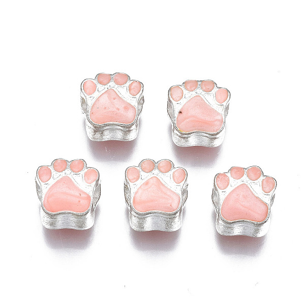 

PandaHall Alloy Enamel European Beads, Large Hole Beads, Silver, Claw Print, Salmon, 11x10x7.5mm, Hole: 4.5mm Alloy+Enamel Others Red