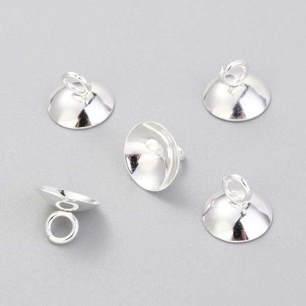 

PandaHall 201 Stainless Steel Bead Cap Pendant Bails, for Globe Glass Bubble Cover Pendants, Silver, 7x10mm, Hole: 3mm 201 Stainless Steel