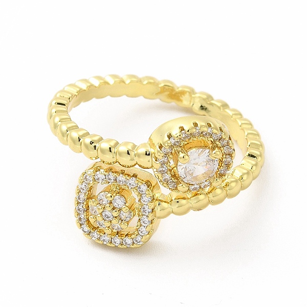 

PandaHall Cubic Zirconia Square Cuff Ring, Golden Brass Jewelry for Women, Clear, Inner Diameter: US Size 7 1/4(17.5mm) Brass+Cubic Zirconia...
