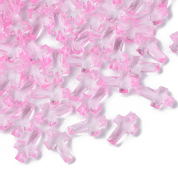 

PandaHall Transparent Acrylic Pendants, Faceted, Cross, Pink, 16x10x4.5mm, Hole: 1.5mm, about 3300pcs/500g Acrylic Cross Pink