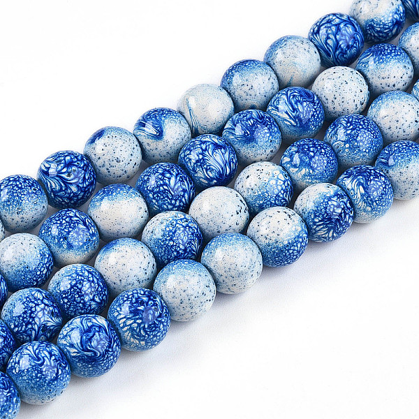 Transparent Baking Paint Glass Beads Strands