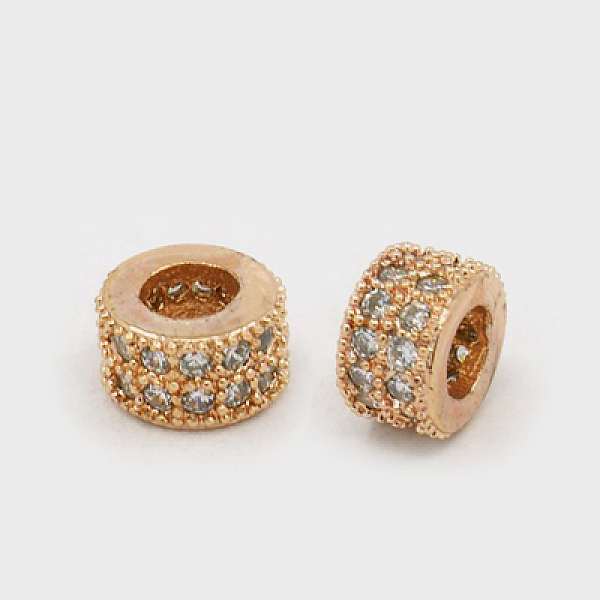 

PandaHall Brass Cubic Zirconia Beads, Rondelle, Rose Gold, 4x6mm, Hole: 3mm Brass+Cubic Zirconia Rondelle