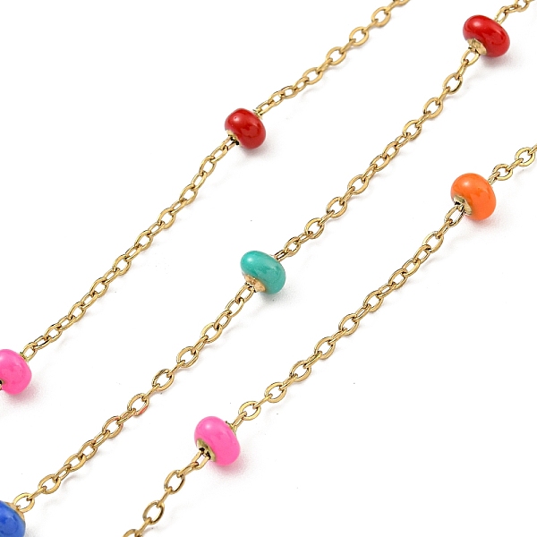 

PandaHall 304 Stainless Steel Enamel Link Chains, Soldered, with Spool, Flat Round, Mixed Color, 2x1.5x0.5mm 304 Stainless Steel Multicolor