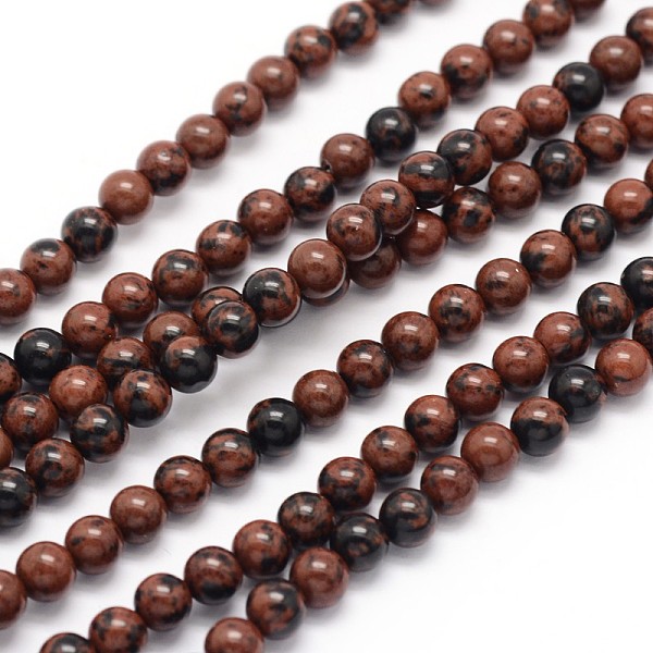 

PandaHall Natural Mahogany Obsidian Round Bead Strands, 4mm, Hole: 0.5mm, about 88pcs/strand, 15.4 inch Mahogany Obsidian Round
