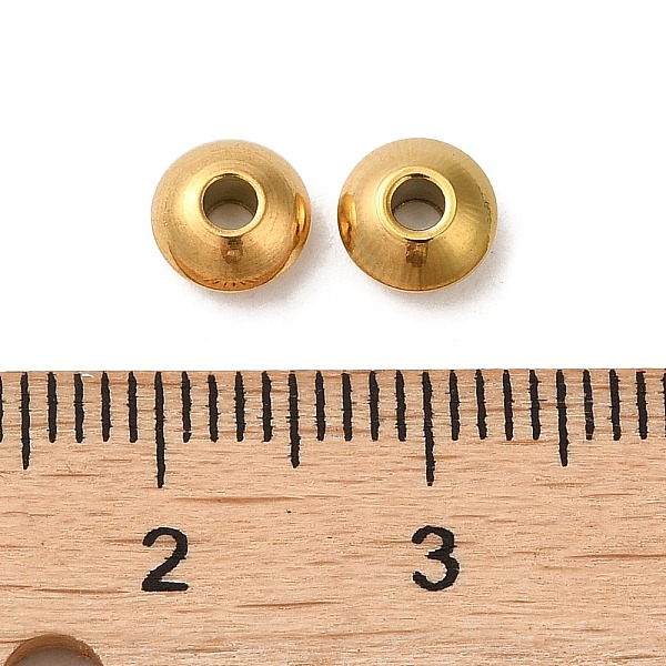 

PandaHall Ion Plating(IP) 304 Stainless Steel Spacer Beads, Rondelle, Golden, 6x3mm, Hole: 2mm 304 Stainless Steel Rondelle