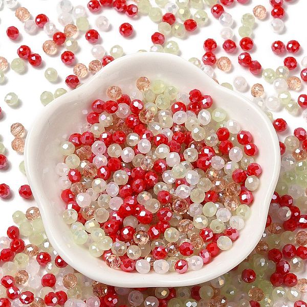 

PandaHall Glass Beads, Faceted, Rondelle, Red, 4x3mm, Hole: 0.4mm, about 820pcs/60g Glass Rondelle Red