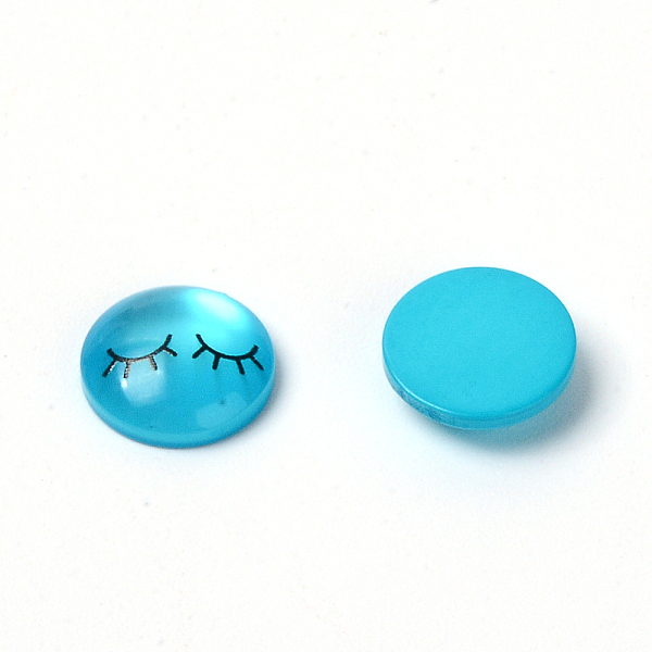 

PandaHall Resin Cabochons, with Self Adhesive, DIY Accessories, Flat Round with Brow, Deep Sky Blue, 12x4mm Resin Flat Round