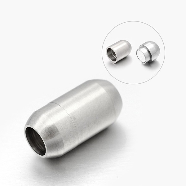 

PandaHall Oval 304 Stainless Steel Magnetic Clasps with Glue-in Ends, Stainless Steel Color, 19x10mm, Hole: 6mm 304 Stainless Steel Oval