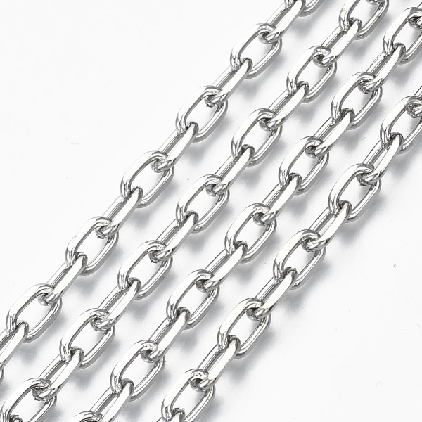

PandaHall Unwelded Iron Paperclip Chains, Drawn Elongated Cable Chains, with Spool, Platinum, 9.6x5.8x1.5mm, about 32.8 Feet(10m)/roll Iron
